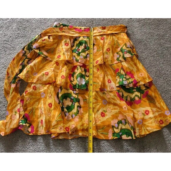 Marie Oliver Adler Skirt Floral Print Bohemian Ruffle Tiered Belt Size 2 378$ - Picture 9 of 10